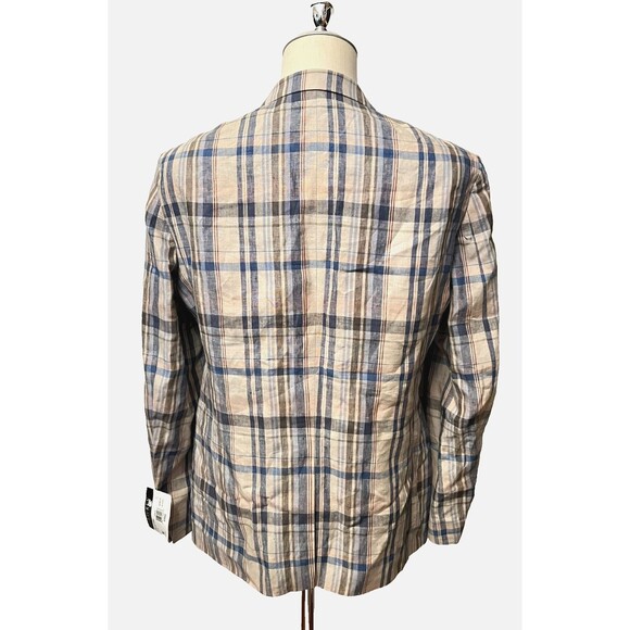 NWT $295 RALPH LAUREN Mens 38R Suit Blazer Sport Jacket LINEN Lassiter Plaid Tan - Picture 3 of 8